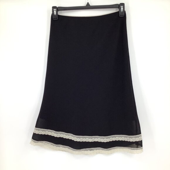Dresses & Skirts - Vintage Lipslide Black Slip Skirt L Large Lace Detail Lined Academia Grunge